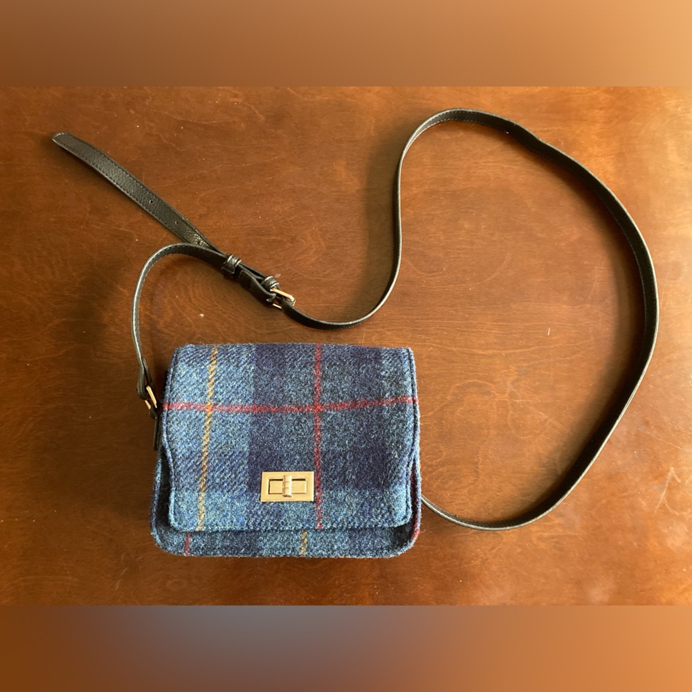 Harris Tweed Glen Appin Crossbody Bag, Wool, Navy